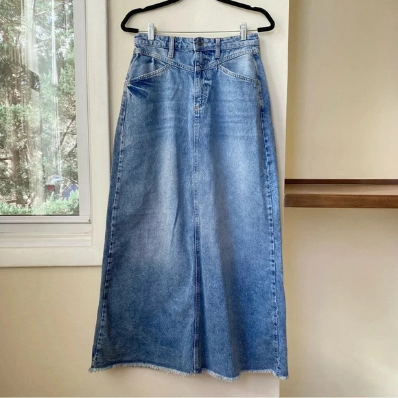 NWT Free People Come As You Are Denim Maxi Skirt Size 0 - Picture 5 of 12